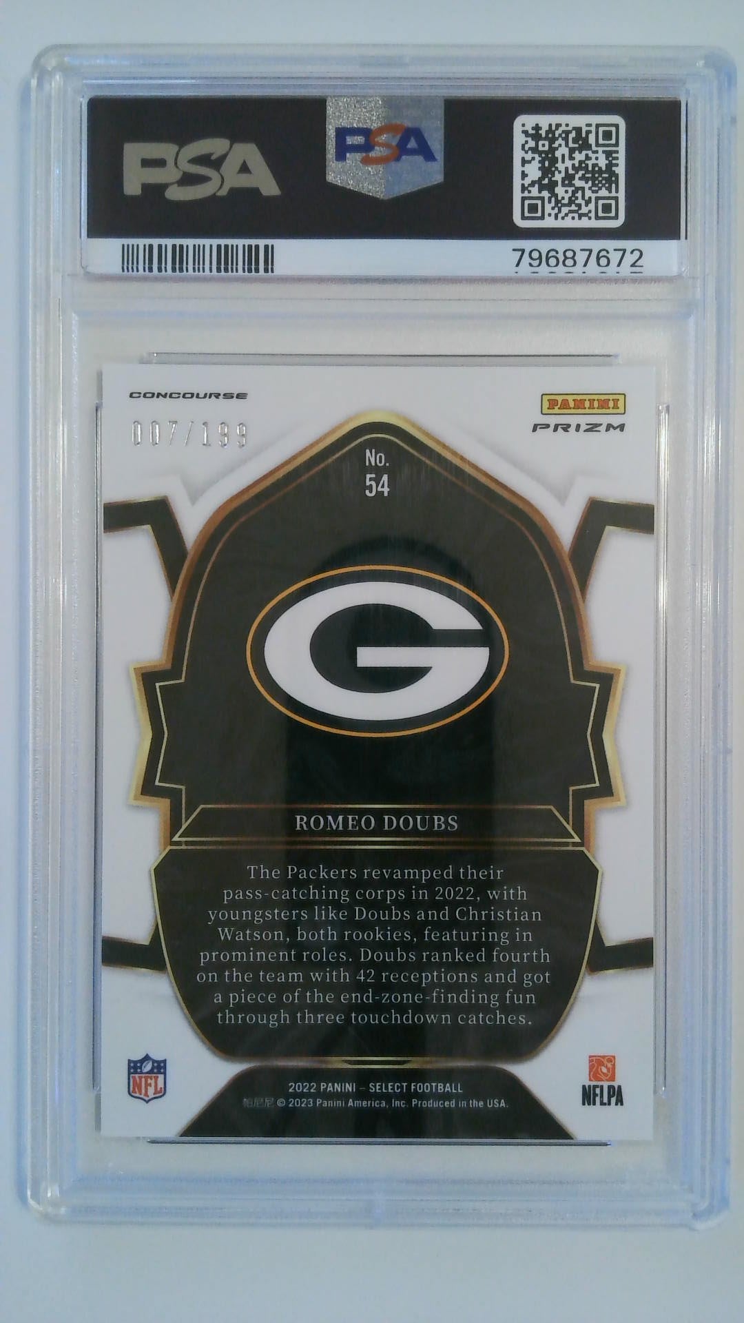 2022 Select Blue Prizm 007/199 Romeo Doubs #54 RC PSA 10