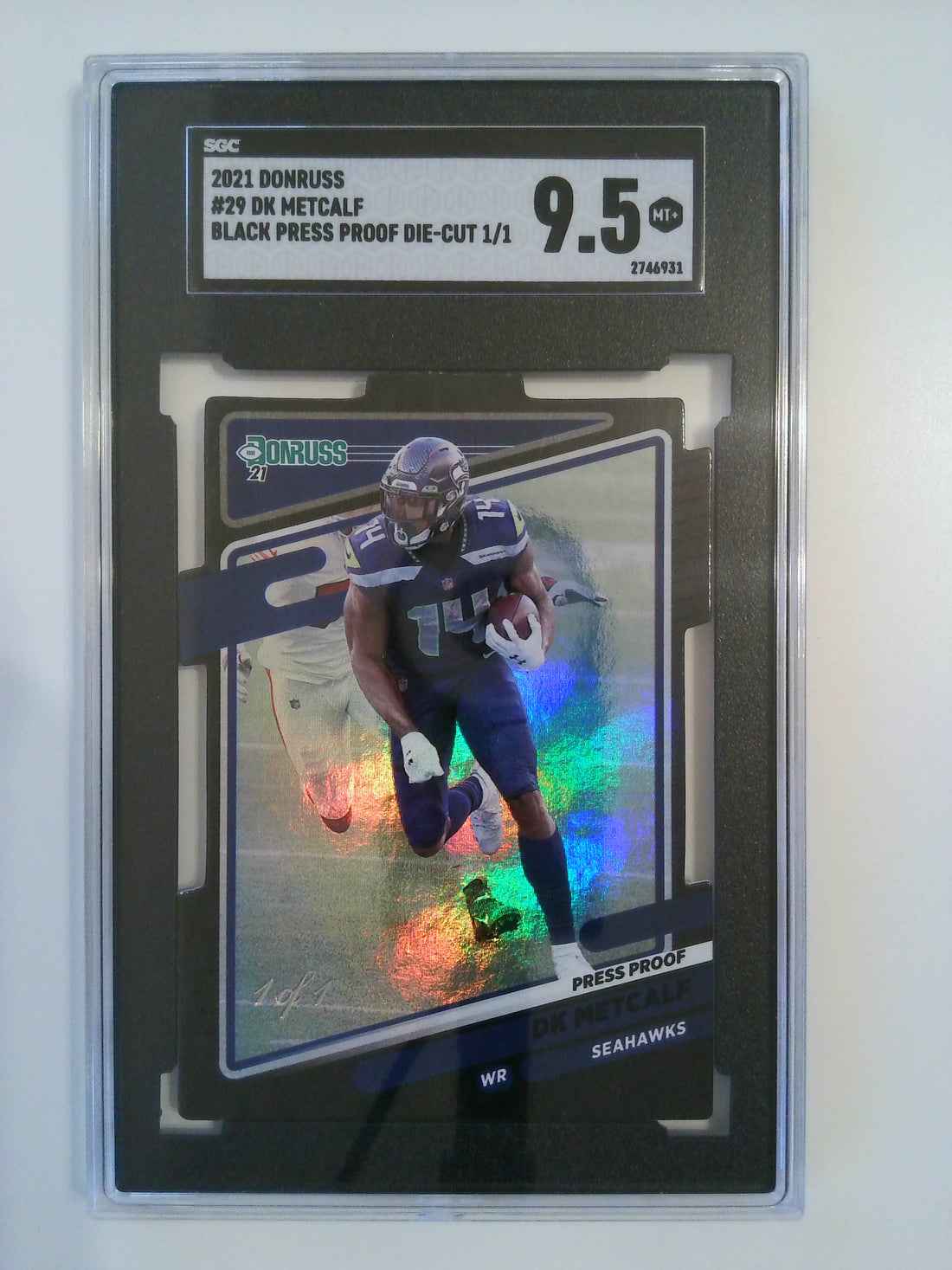 2021 Donruss Black Press Proof Die-Cut 1/1 DK Metcalf #29 SGC 9.5