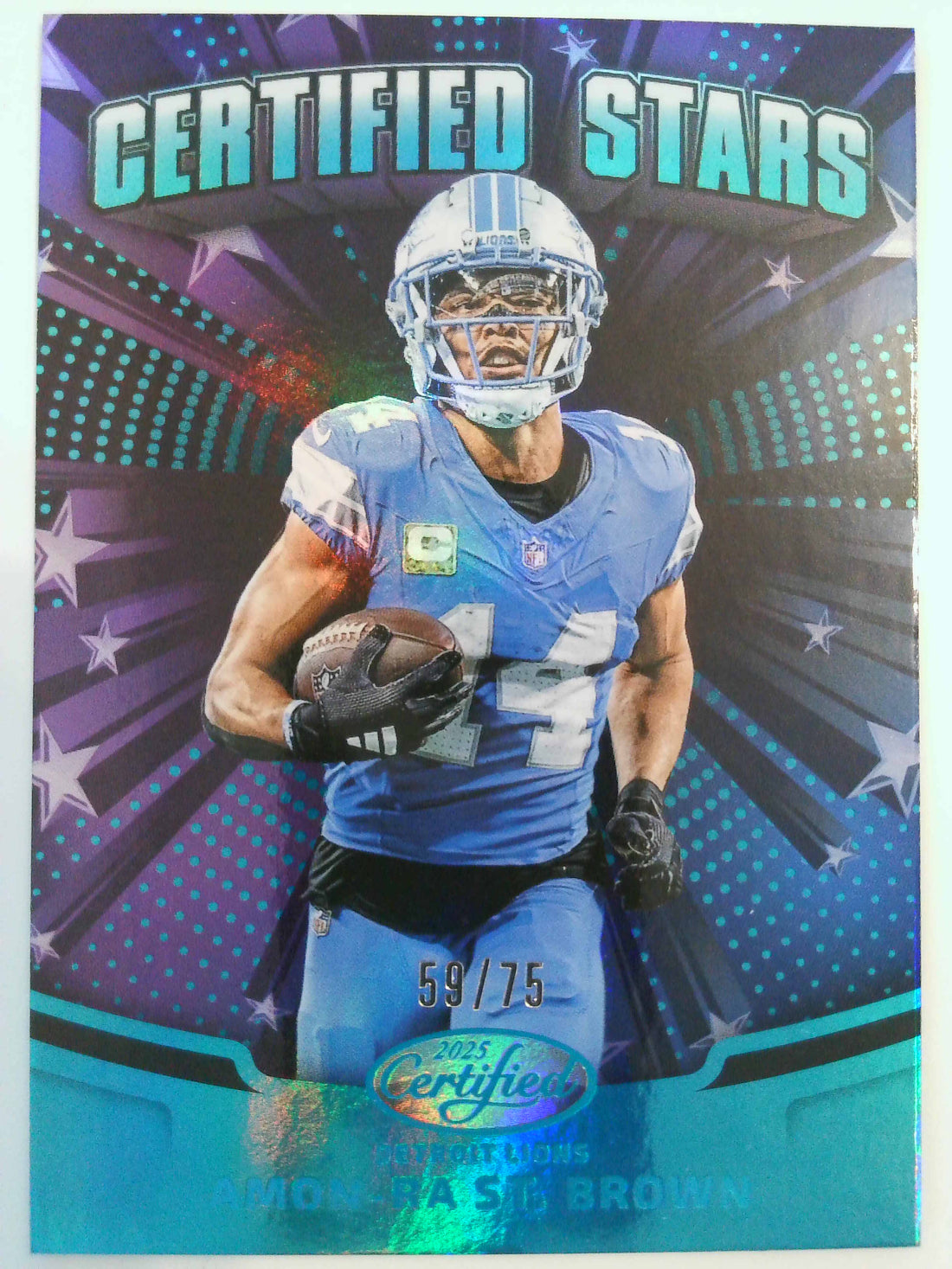 2025 Panini Certified Stars Mirror Teal 59/75 Amon-Ra St. Brown #CST-ASB