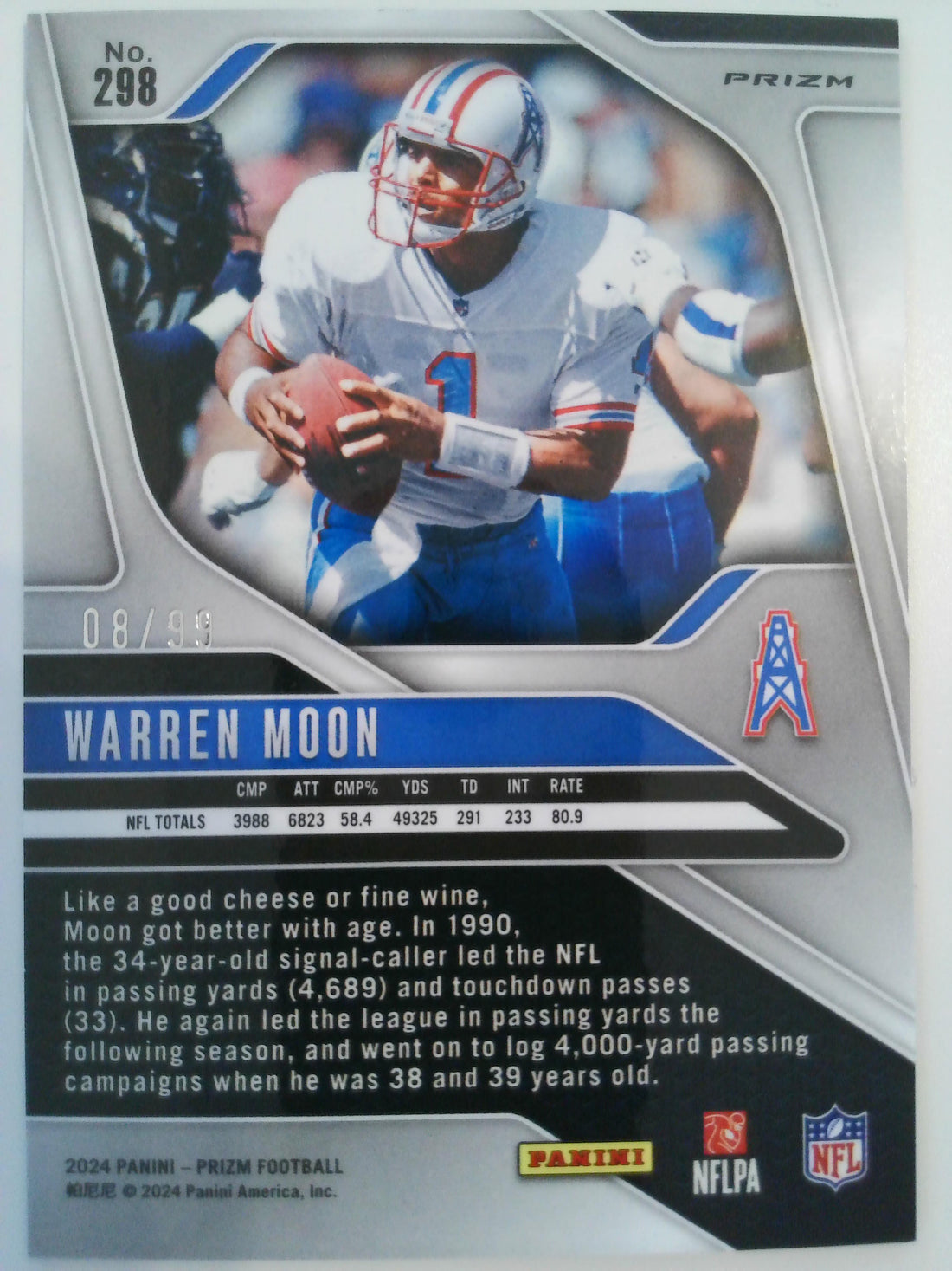 2024 Panini Prizm Blue Ice Prizm 08/99 Warren Moon #298