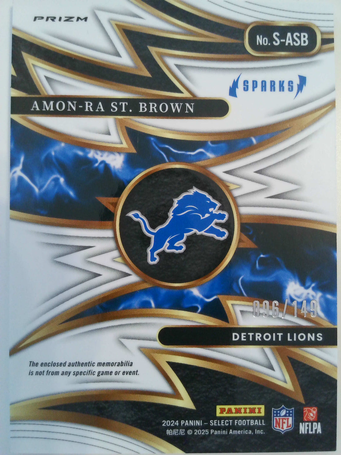 2024 Panini Select Sparks Silver 096/149 Amon-Ra St. Brown #S-ASB