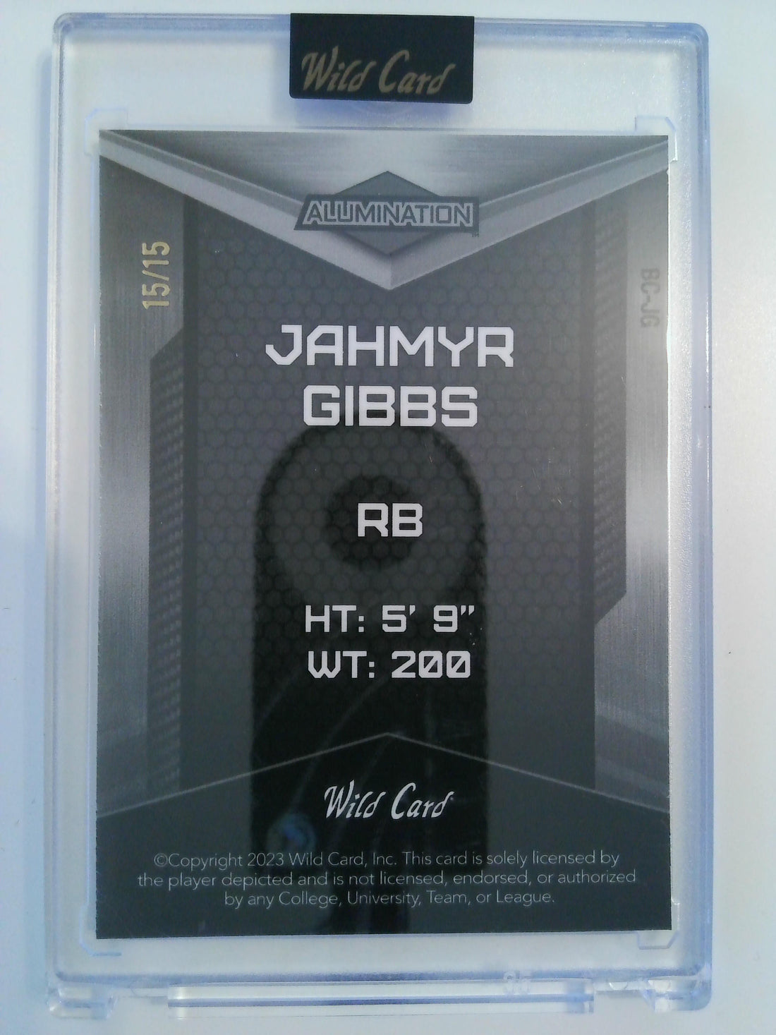 2023 Wild Card Alumination Green 15/15 Jahmyr Gibbs #BC-JG
