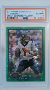 2023 Topps Composite Green Sonar Refractor 37/99 CJ Stroud #2 RC PSA 10