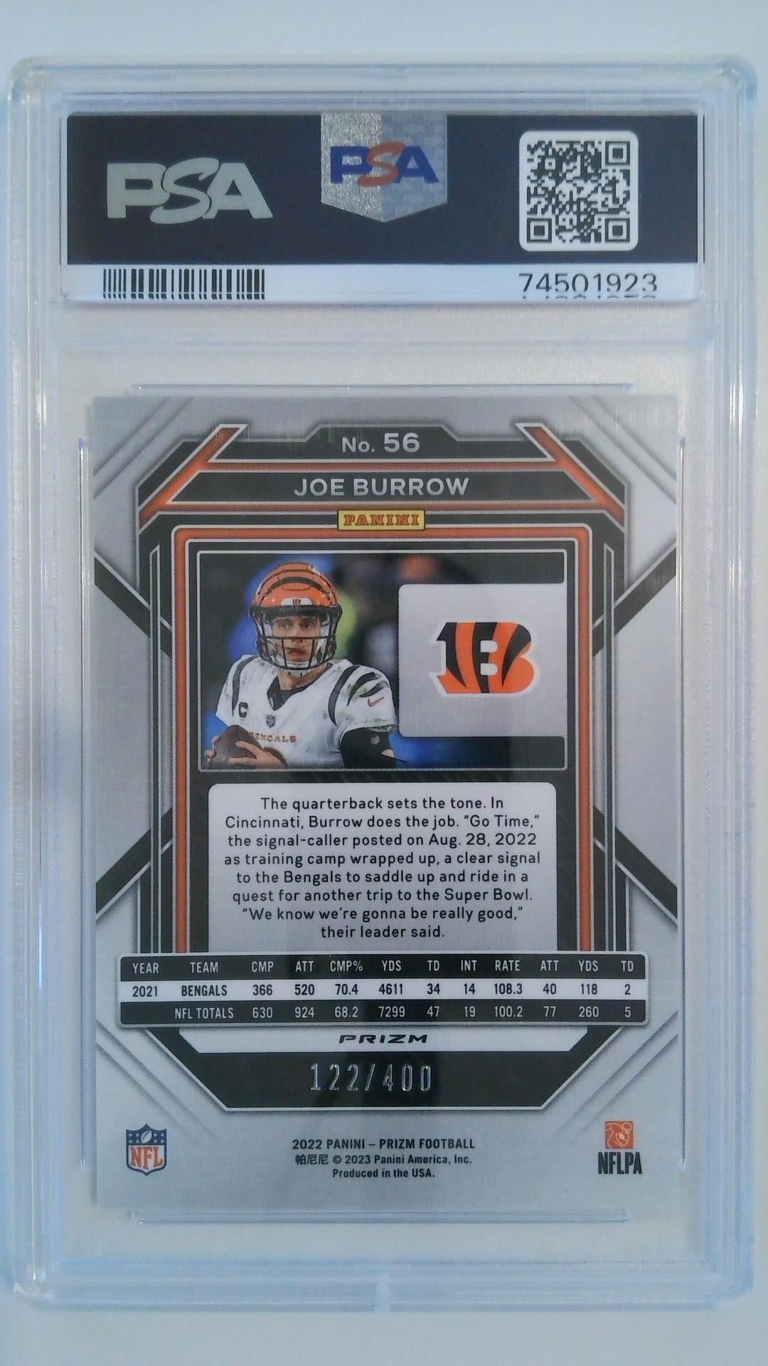 2022 Prizm Pandora 122/400 Joe Burrow #56 PSA 10