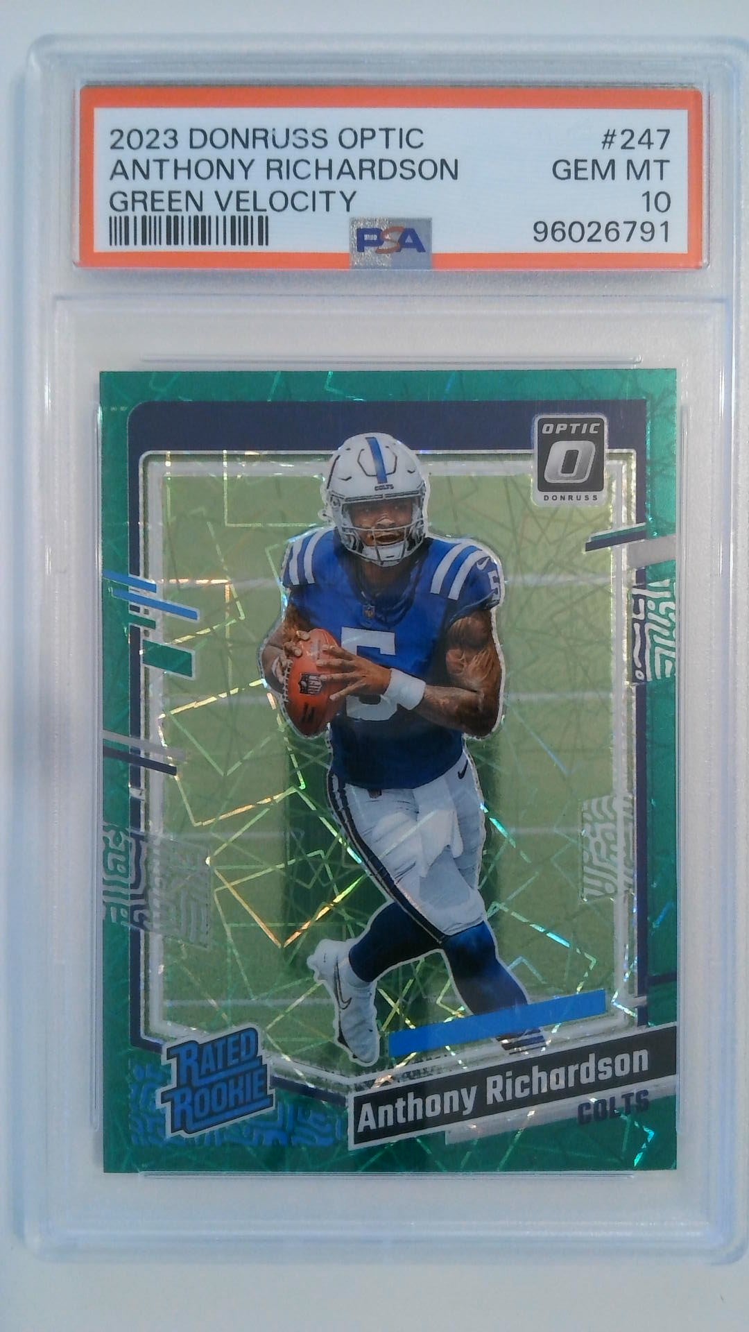 2023 Donruss Optic Green Velocity Anthony Richardson #247 PSA 10