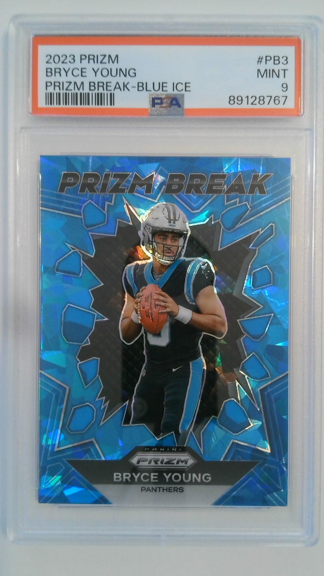 2023 Prizm Break-Blue Ice 49/99 Bryce Young #PB3 PSA 9