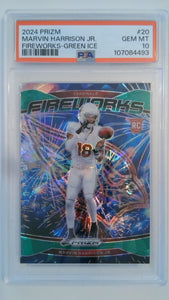 2024 Prizm Fireworks - Green Ice Marvin Harrison JR. #20 PSA 10