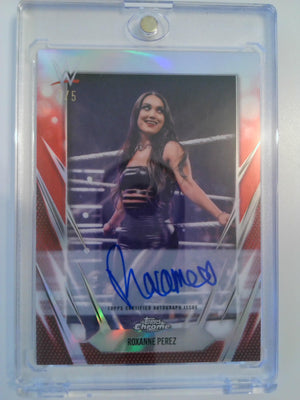 2026 Topps Chrome WWE Base Variation Autograph Red 1/5 Roxanne Perez #BCA-ROX