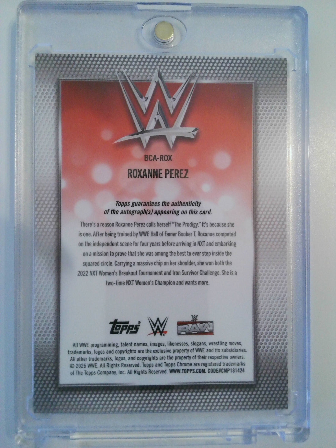 2026 Topps Chrome WWE Base Variation Autograph Red 1/5 Roxanne Perez #BCA-ROX