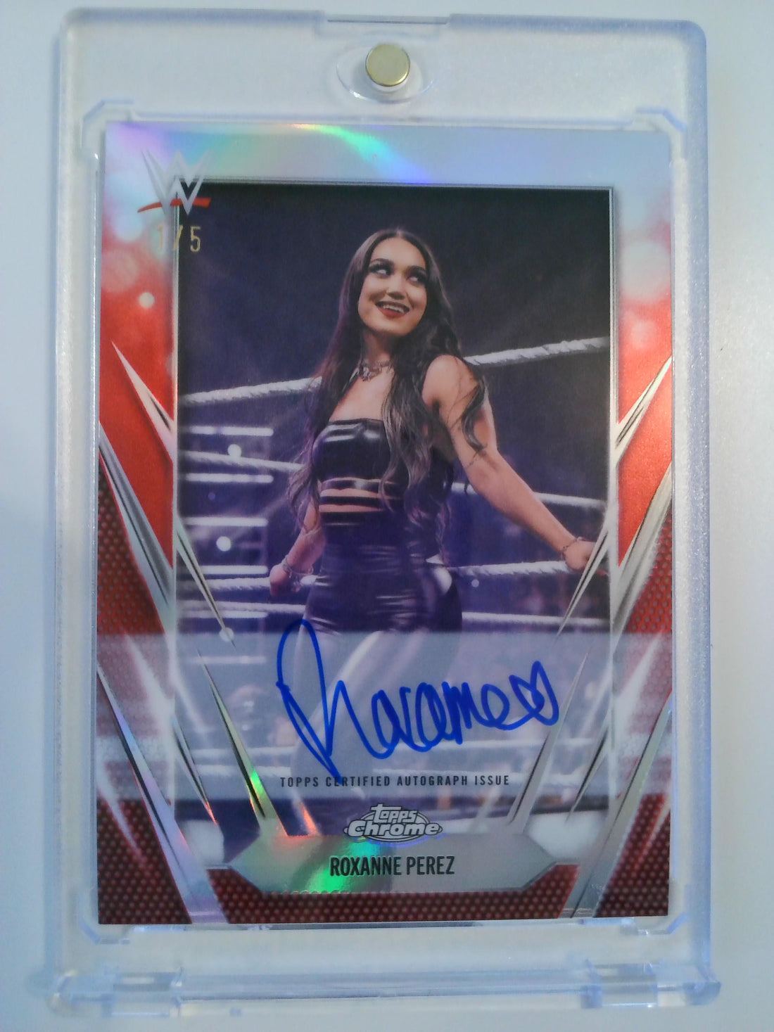 2026 Topps Chrome WWE Base Variation Autograph Red 1/5 Roxanne Perez #BCA-ROX