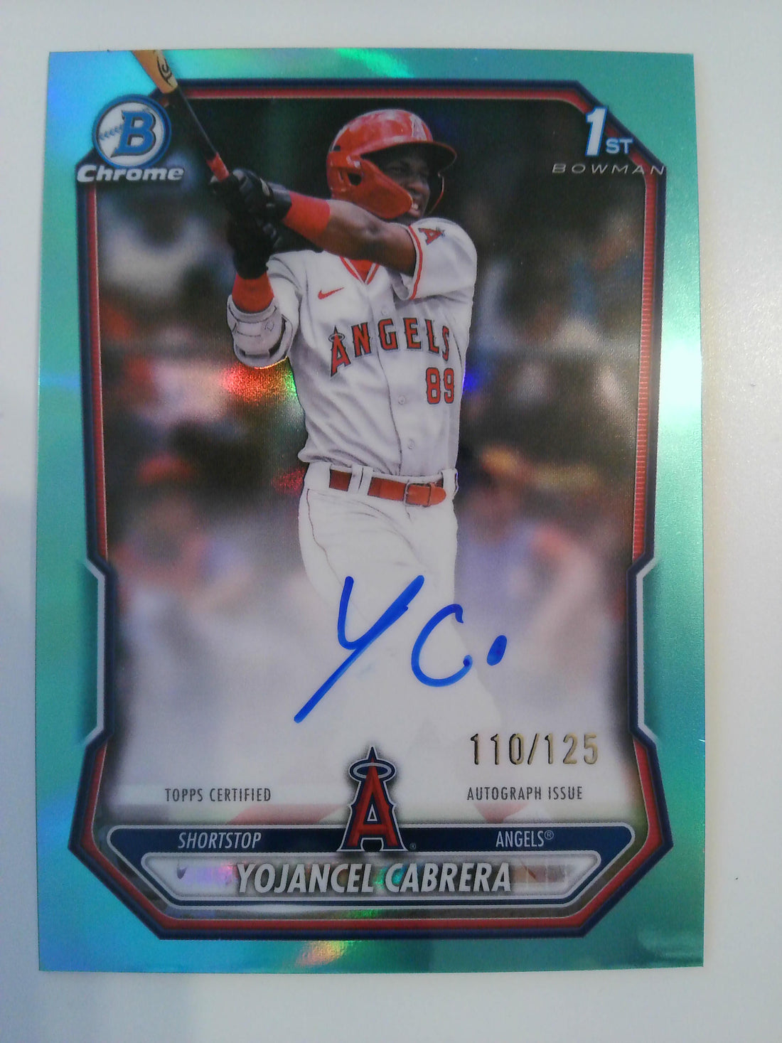 2026 Bowman Chrome Prospect Autographs Aqua Refractor 110/125 Yojancel Cabrera #CPA-TCA
