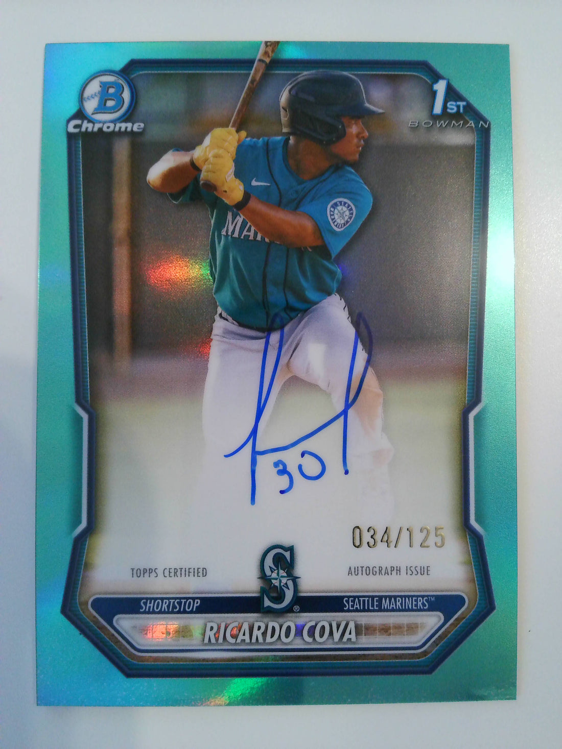 2026 Bowman Chrome Prospect Autographs Aqua Refractor 034/125 Ricardo Cova #CPA-RC