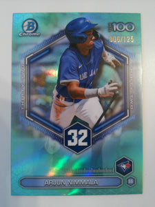 2026 Bowman Chrome Bowman Scouts' Top 100 Aqua Refractor 006/125 Arjun Nimmala #BTP-32