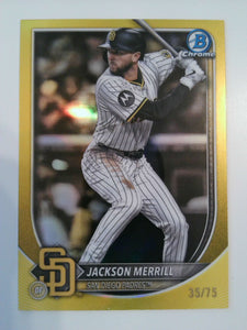 2025 Bowman Chrome Yellow Refractor 35/75 Jackson Merrill #38