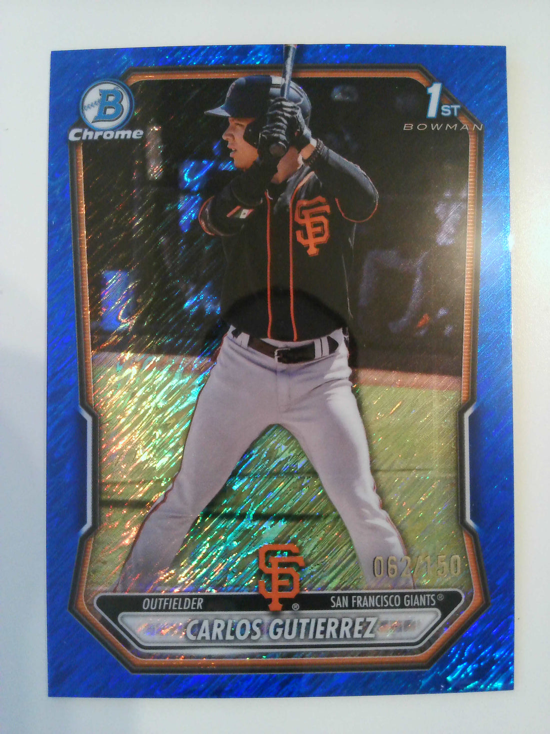 2026 Bowman Chrome Prospects Blue Shimmer 062/150 Carlos Gutierrez #BCP-14