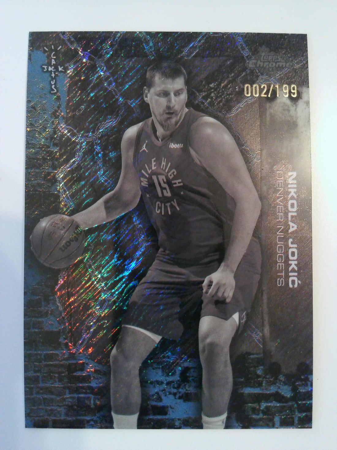 2025-26 Topps Chrome Cactus Jack NBA Blue Refractor 002/199 Nikola Jokic #31
