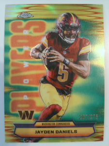 2025 Topps Chrome NFL Power Players Yellow Refractor 207/275 Jayden Daniels #PP-3