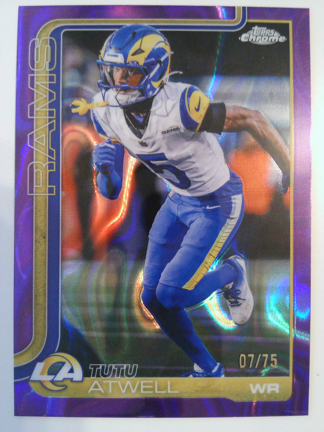 2025 Topps Chrome NFL Purple Lava Refractor 07/75 Tutu Atwell #167