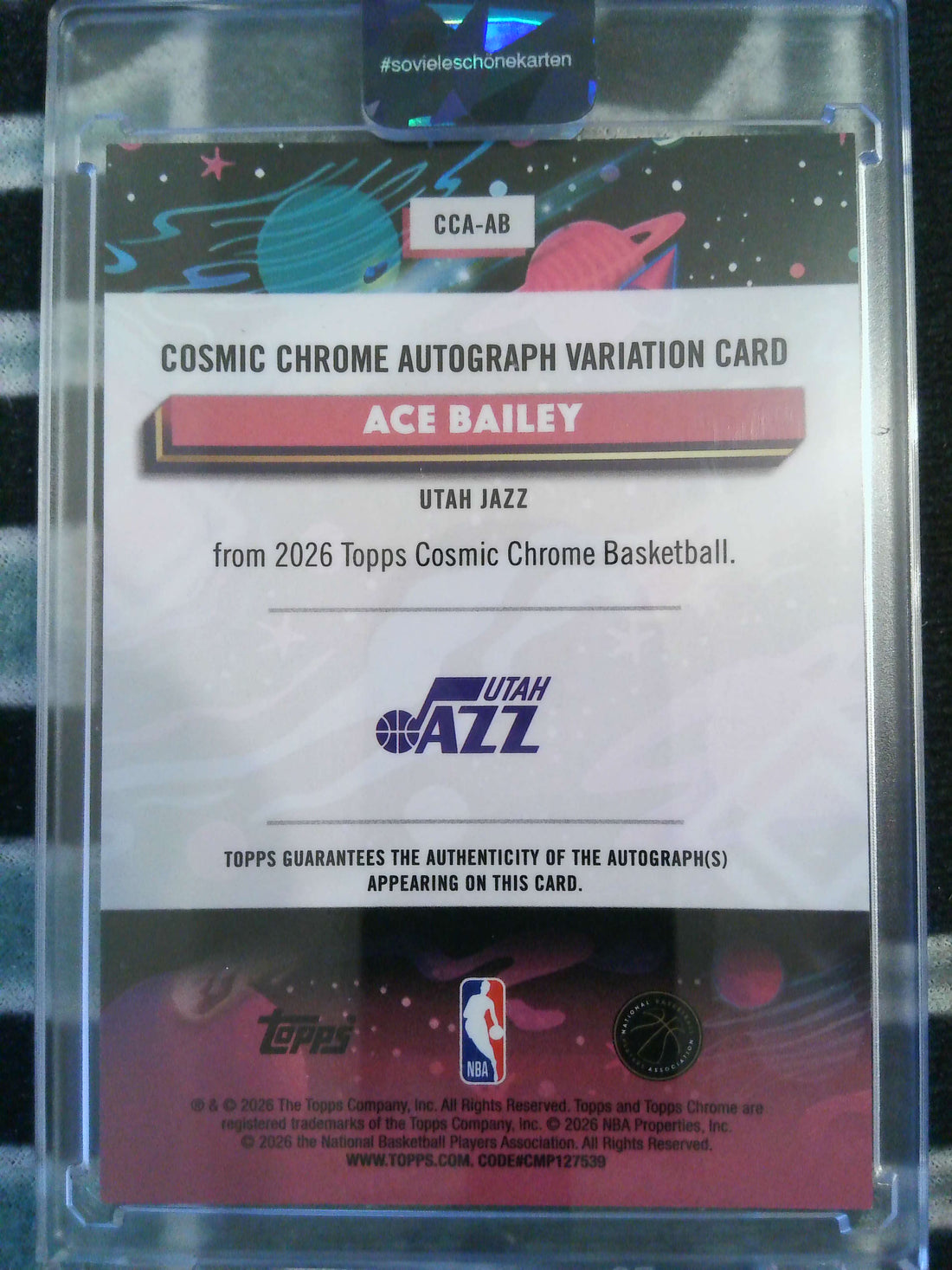 2025-26 Topps Cosmic Chrome Autographs Gold Interstellar Refractor 10/50 Ace Bailey #CCA-AB RC
