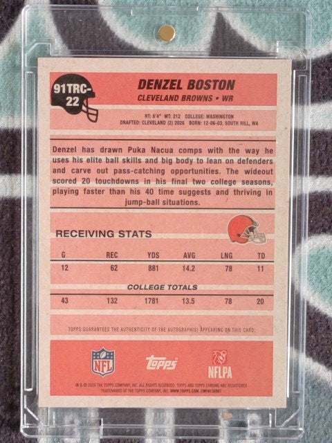 2026 Topps 1991 Silver Pack Chrome Mojo Autograph Green 55/99 Denzel Boston #91TRC-22 RC