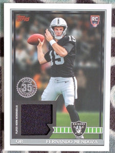 2026 Topps NFL 1991 Football Rookie Relic Card Fernando Mendoza #91RR-FM RC