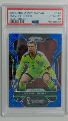 2022 Prizm W/C Qatar Blue Mojo 27/75 Manuel Neuer #114 PSA 10