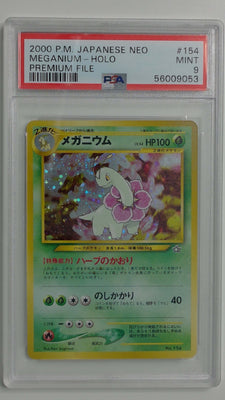 2000 P.M. Japanese Neo Premium File Meganium Holo #154 PSA 9