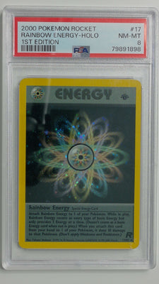 2000 Pokemon Rocket 1st Edition Rainbow Energy Holo #17 PSA 8