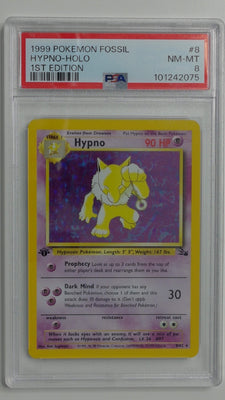 1999 Pokemon Fossil 1st Edition Hypno-Holo #8 PSA 8