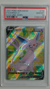 2021 Pokemon SWSH Evolving Skies FA/Espeon V #179 PSA 10