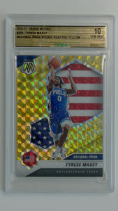 2020-21 Panini Mosaic National Pride Mosaic Reactive Yellow Tyrese Maxey #259 BGN 10