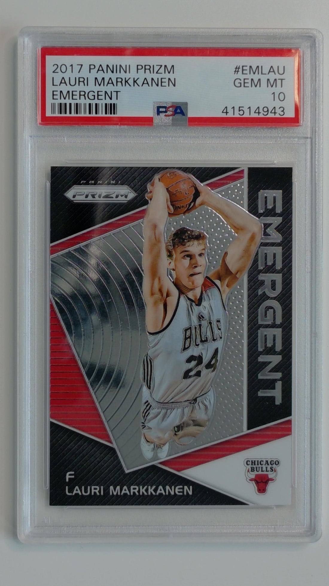 2017 Panini Prizm Emergent Lauri Markkkanen #EMLAU PSA 10