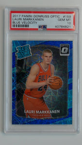 2017 Panini Donruss Optic Blue Velocity Lauri Markkanen #159 RC PSA 10