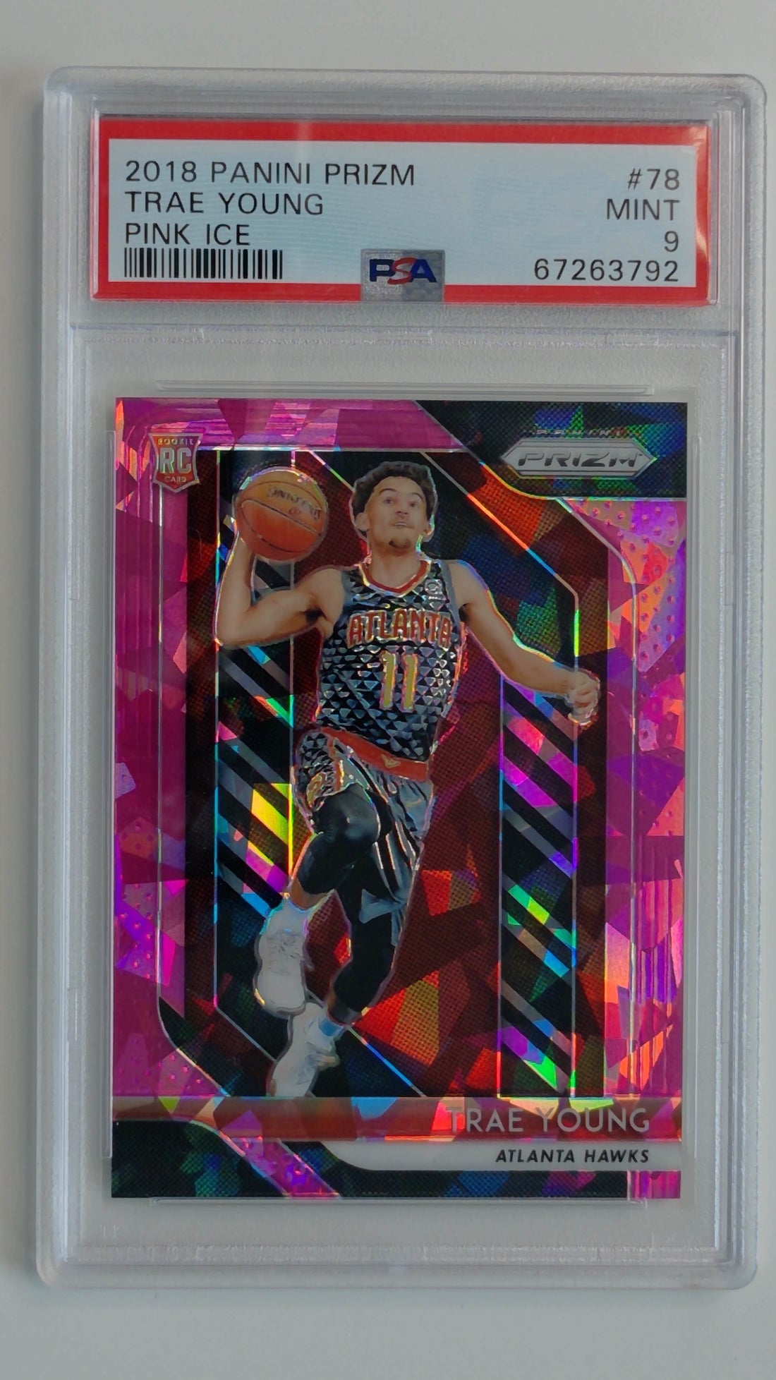 2018 Panini Prizm Pink Ice Trae Young #78 RC PSA 9