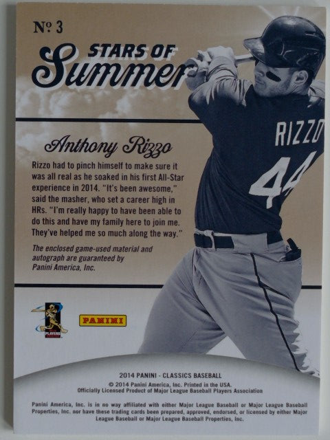 2014 Panini Classics Stars of Summer Signature 05/10 Anthony Rizzo #3